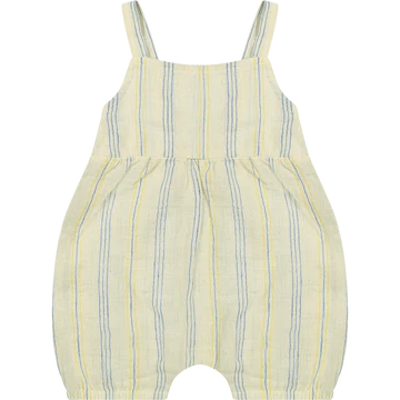 Ecru Linen Blue Stripe Romper with Straps