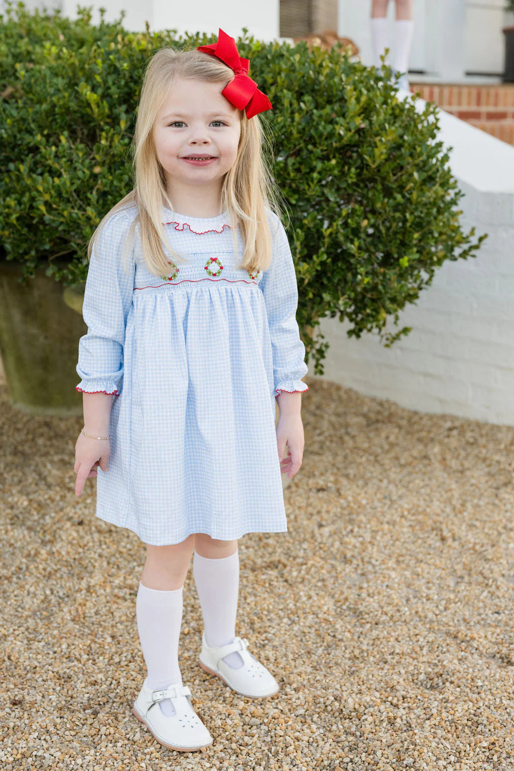 Sara Dress Smocked Wreath