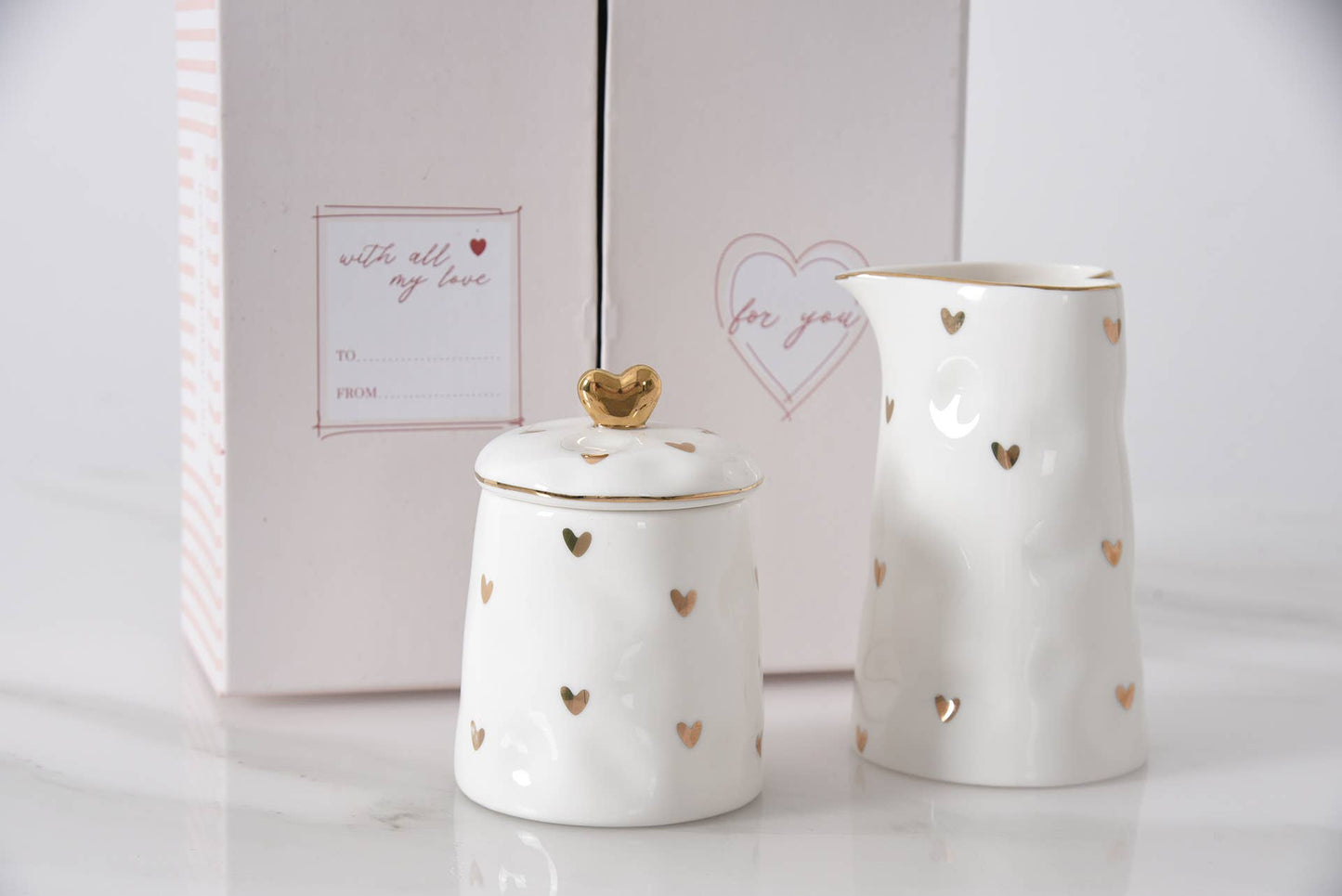 Heart Sugar Bowl and Creamer set