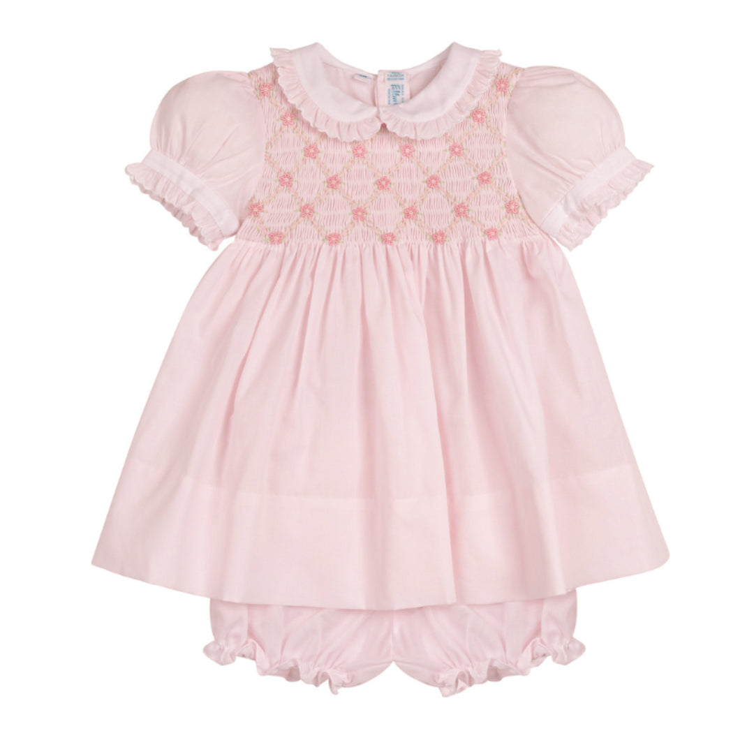 Pink Smocked Floral Dress