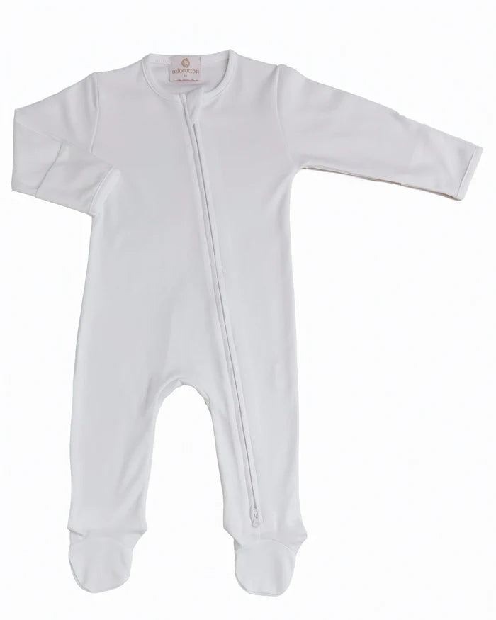 Indigo Zipper Romper - White