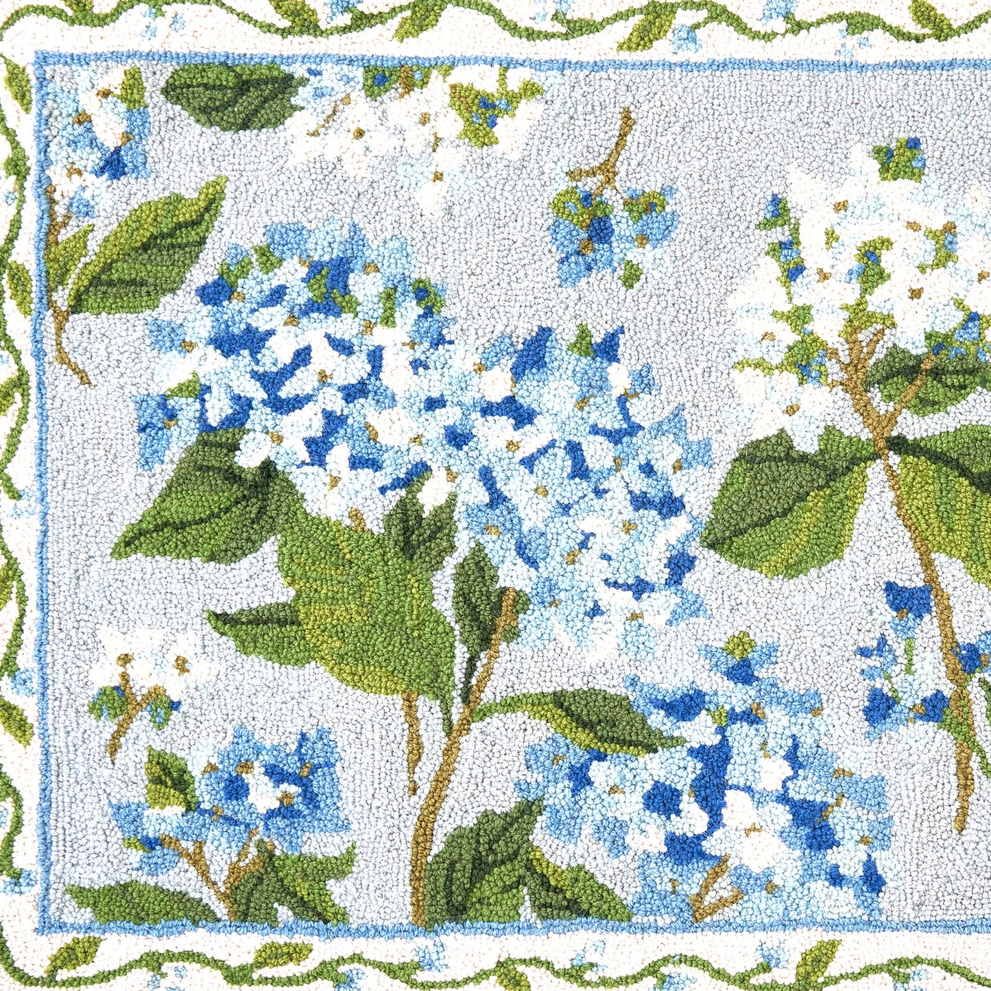 Blue Hydrangea Hook Rug - Sally Eckman Roberts