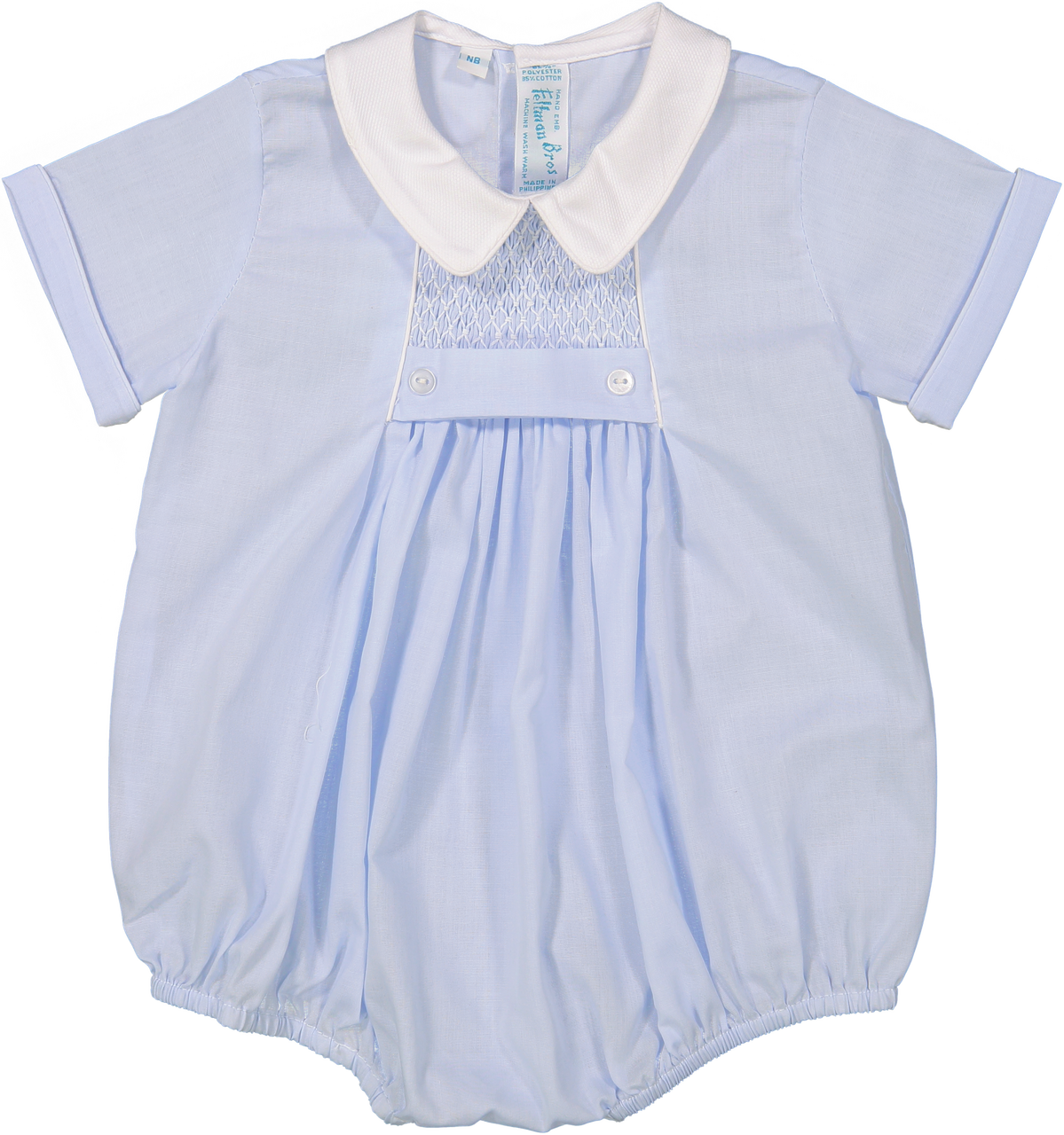 Blue Chevron Smocked Bubble