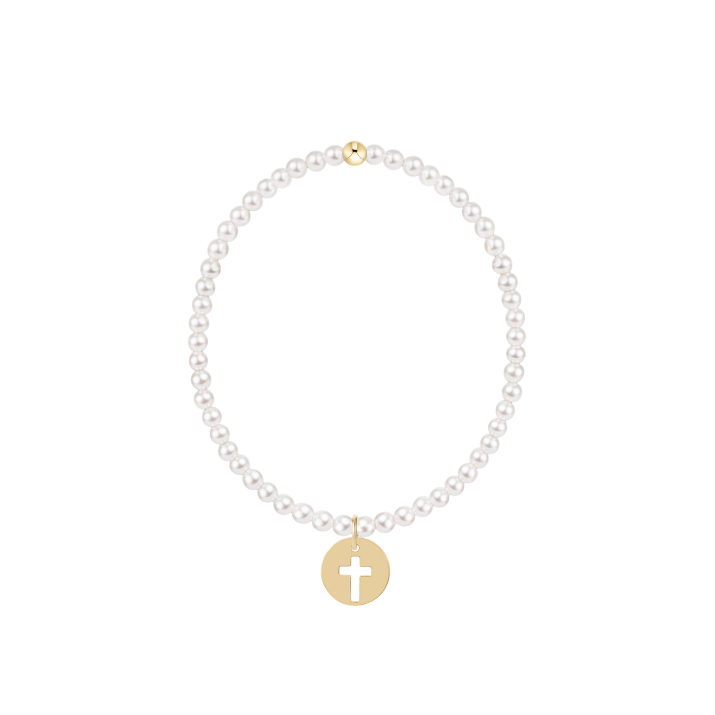 Classic Pearl 3mm Bracelet - Blessed Gold Disc