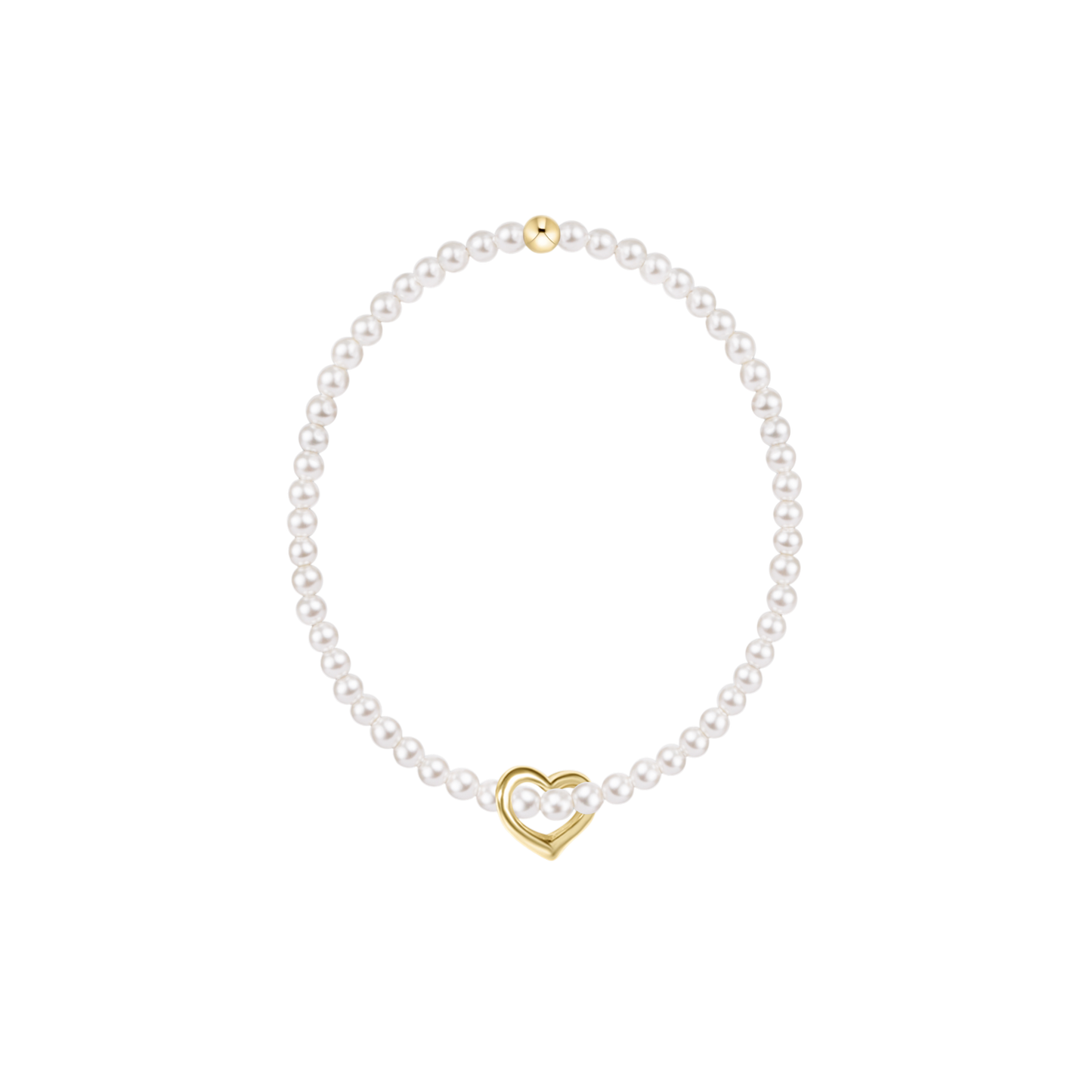 Classic Pearl 3mm Bracelet - Love Gold Charm