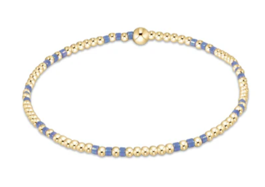 Hope Joy Pattern 2mm Bead Bracelet - Bright Blue
