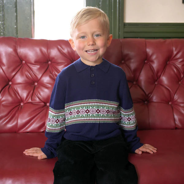 Navy Fairisle Collared Sweater