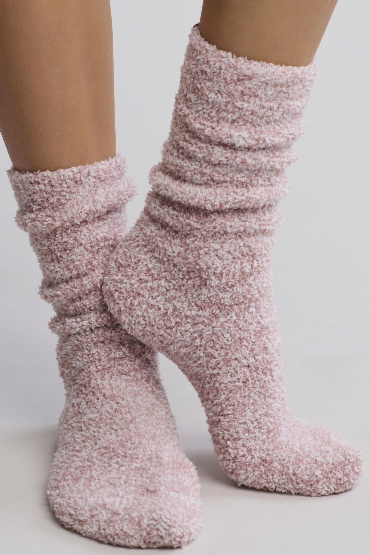 CozyChic Heathered Socks - Rosy Blush