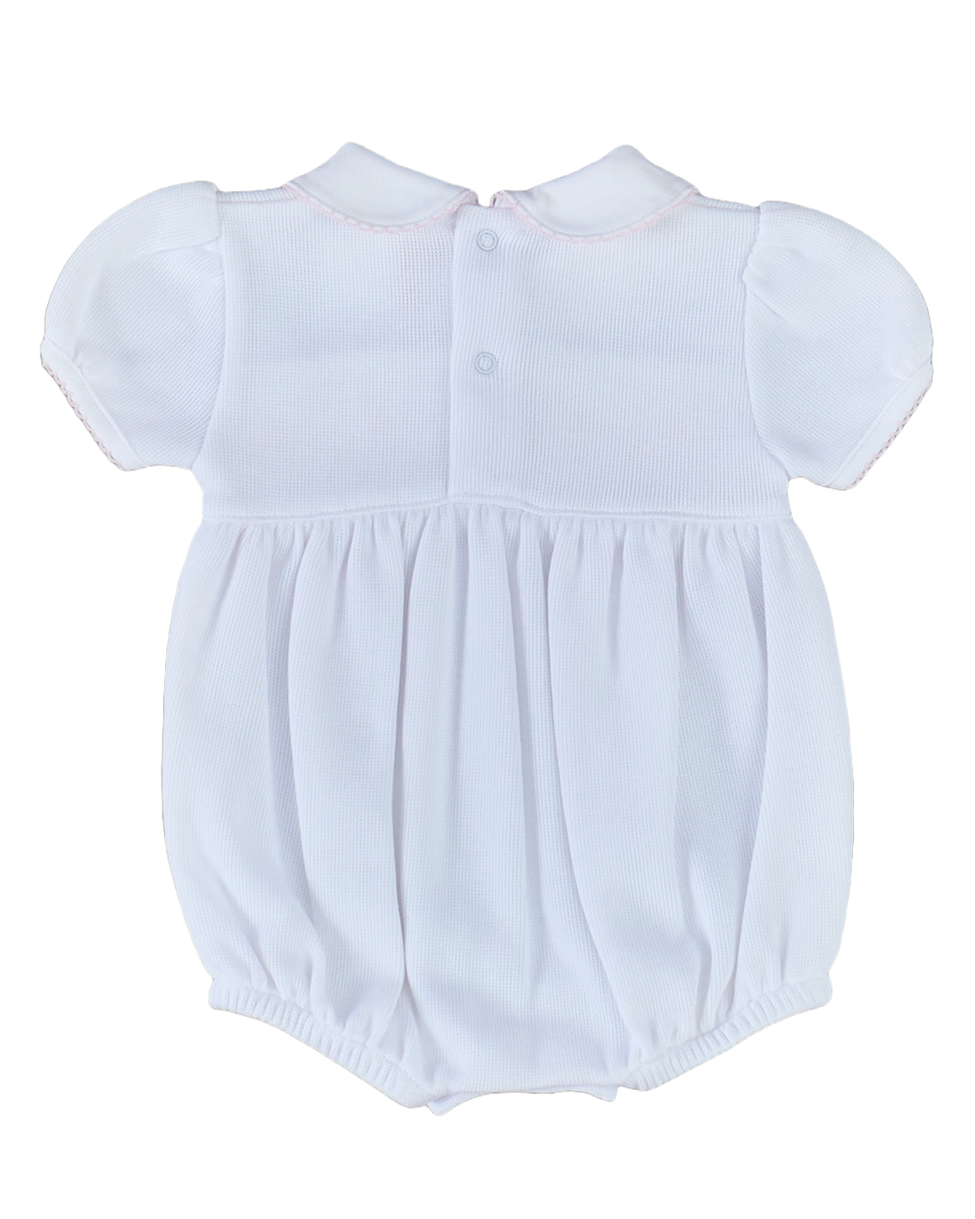 Girls White Hand Smocked Bubble