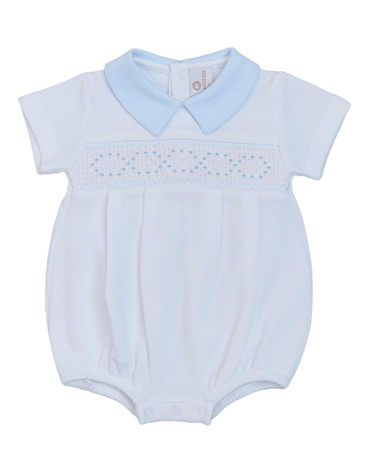 Boys White Hand Smocked Bubble