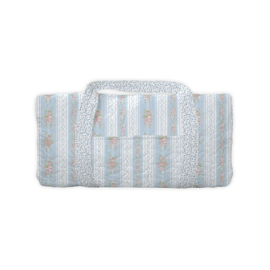 Bella Stripe Blue Quilted Duffle Bag