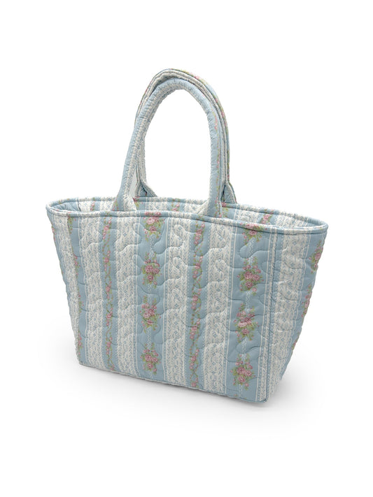 Bella Stripe Blue Quilted Handbag