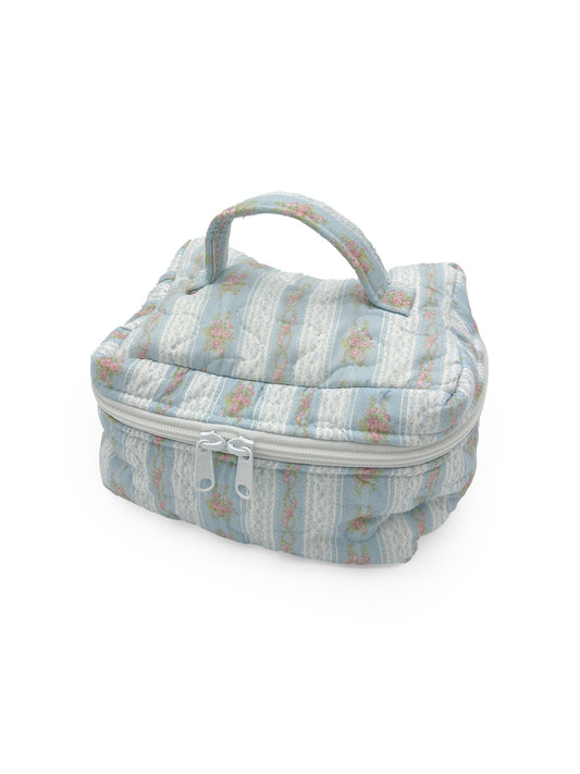 Bella Stripe Blue Quilted Travel Case