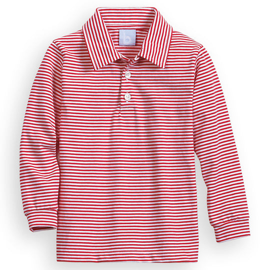 Red Striped Polo Long Sleeve Tee Onesie