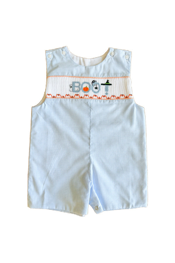 Boo Smocked Light Blue Gingham Shortall