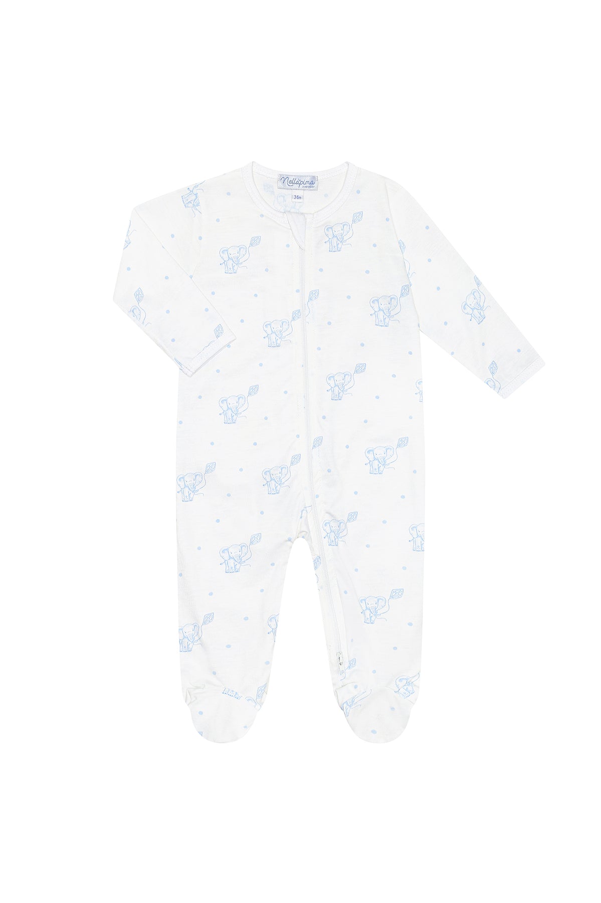 Blue Elephant Zip Footie