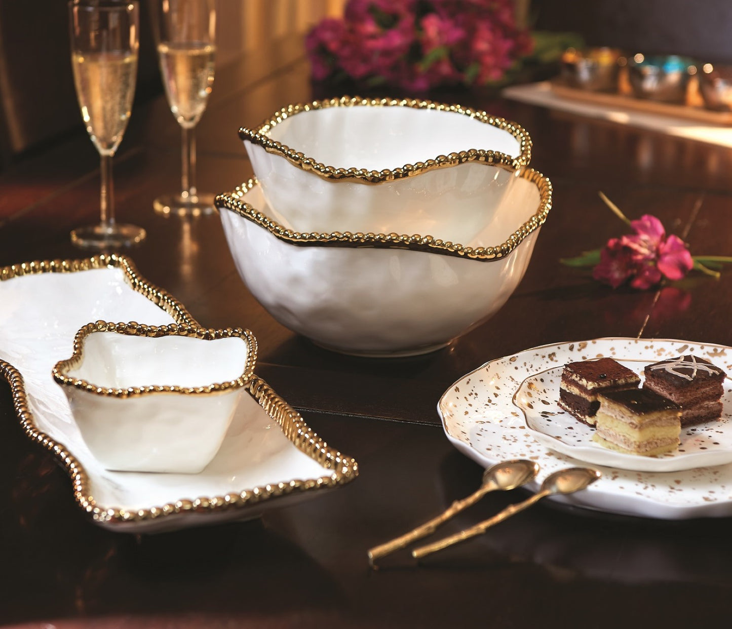 Salerno Gold Large Salad Bowl