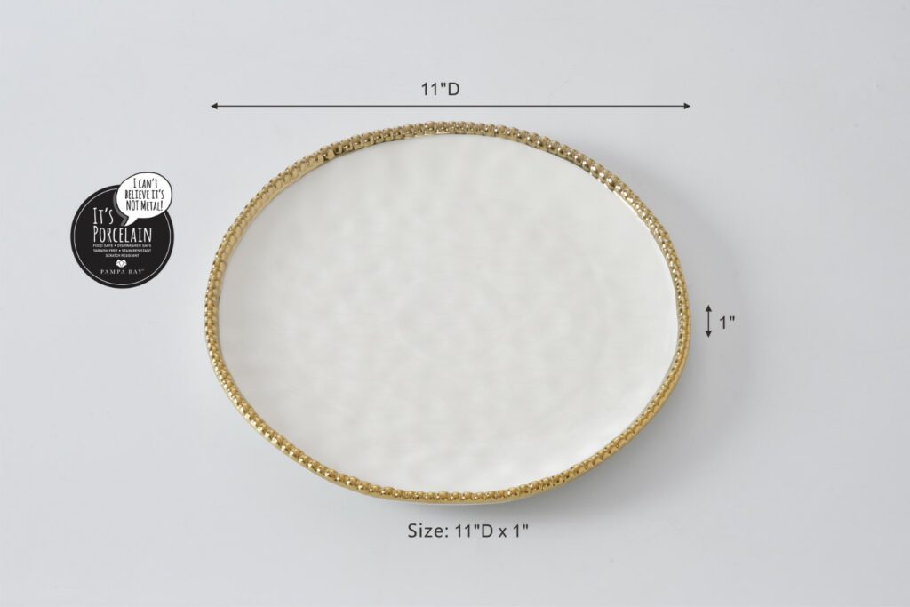 Round Gold Rim Dinner Plate