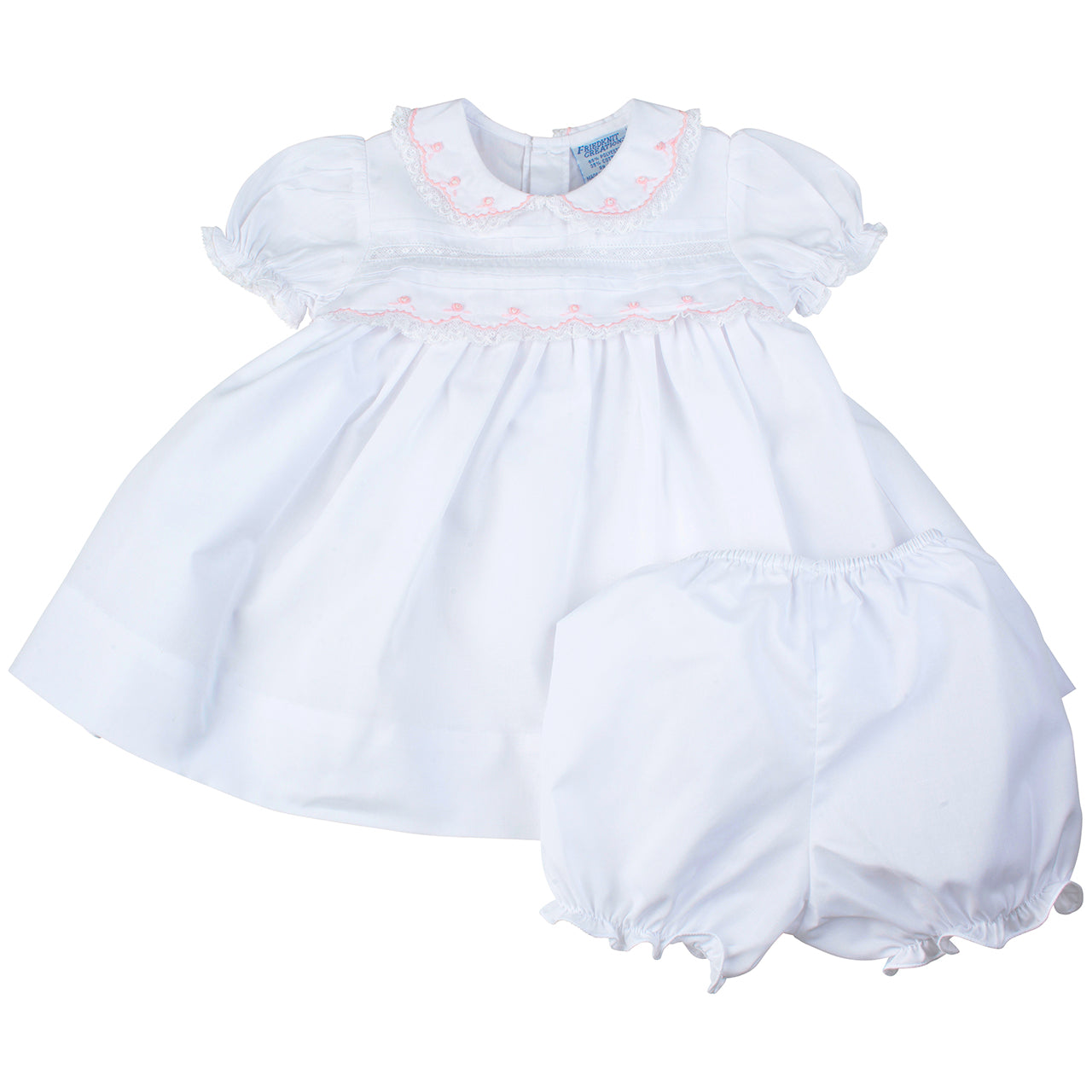 Lace Trim Dress - White