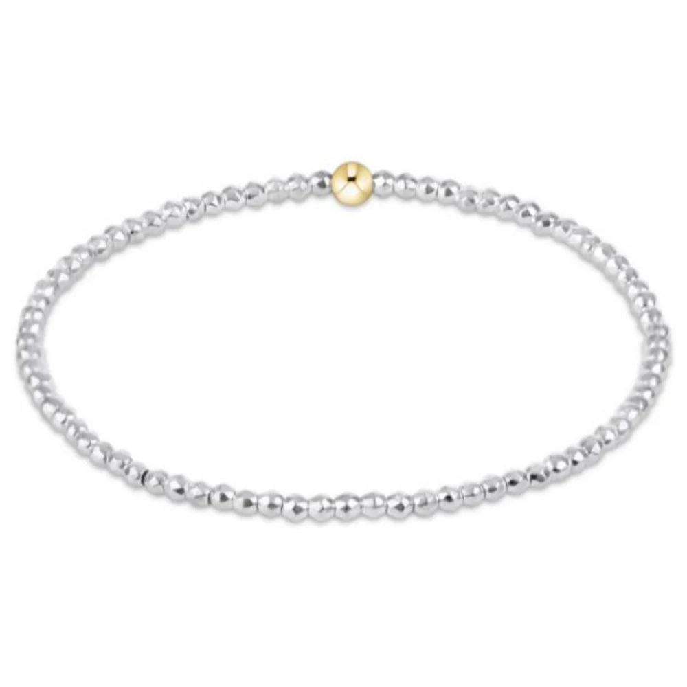 egirl Bright Silver Faceted Hematite 2mm Bead Bracelet