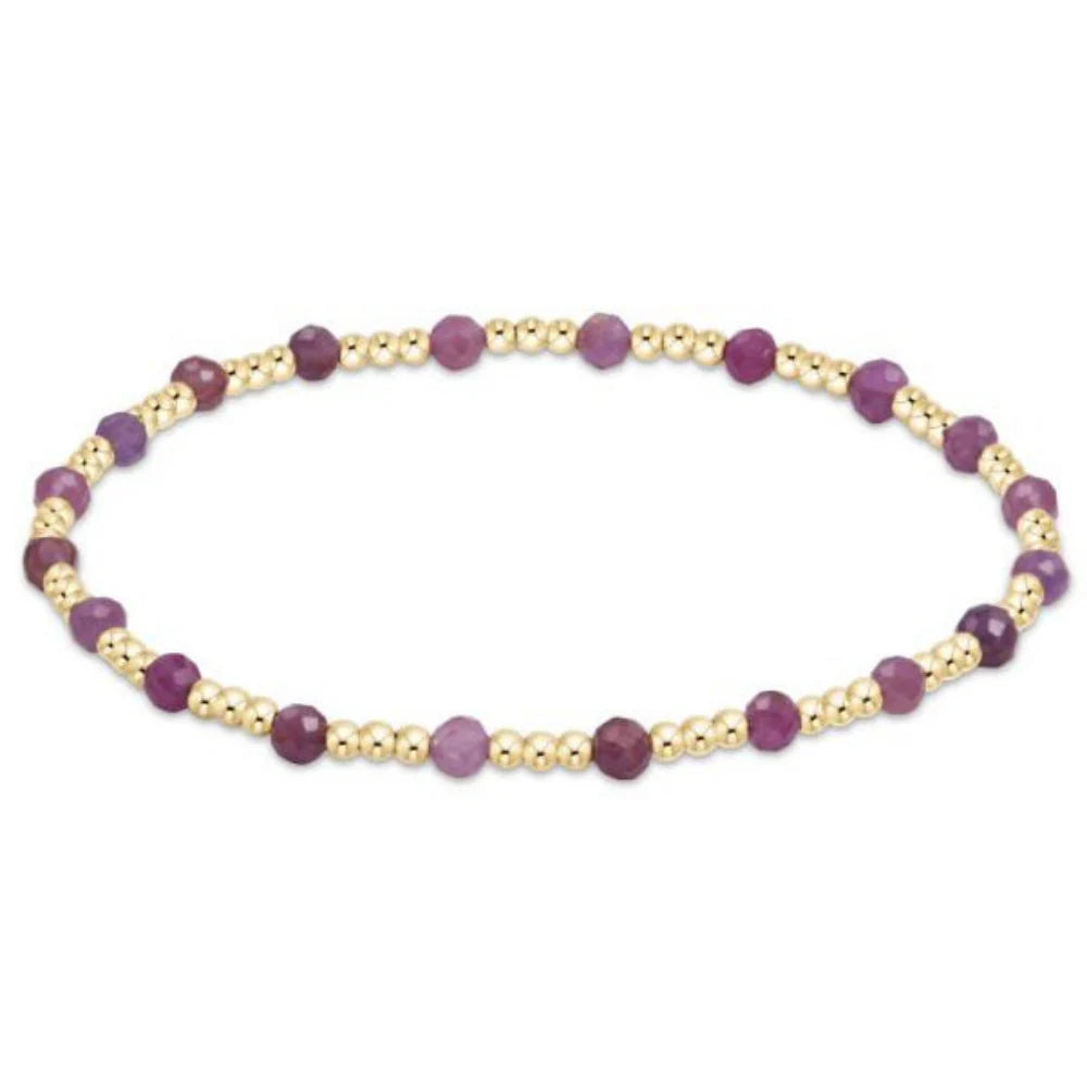 egirl Gemstone Gold Sincerity Pattern 3mm Bead Bracelet - Ruby