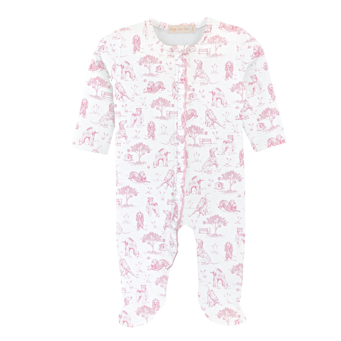 Barking Bliss - Pink Zipper Footie W/Ruffles