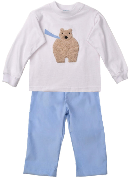 Bear Tee & Blue Corduroy Pants  Set