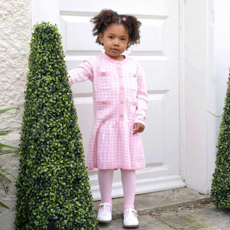 Pink Houndstooth Dress