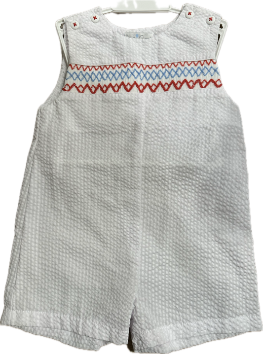 White John John with Red and Blue Smocking
