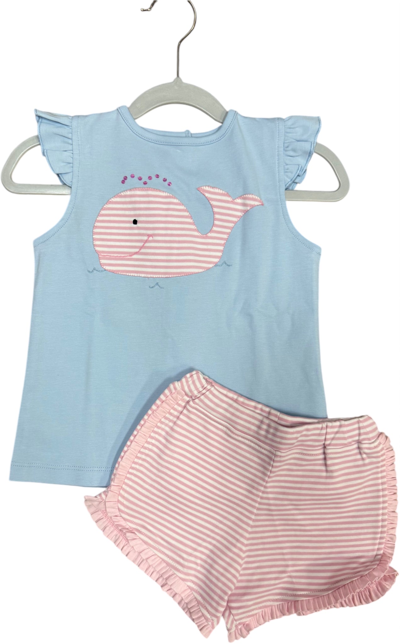 Pink & Blue Whale Short Set
