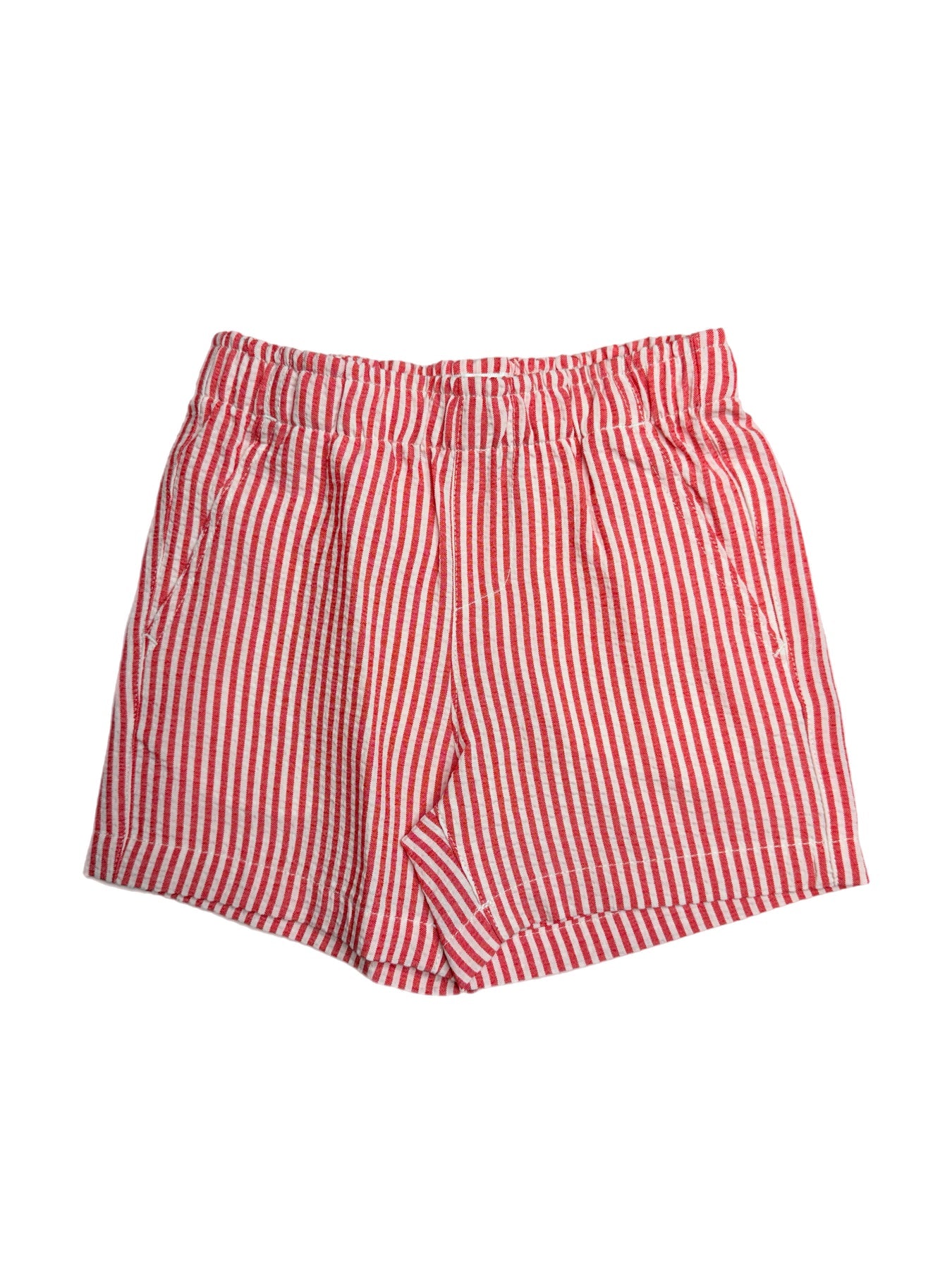 Red Stripe Elastic Waist Shorts