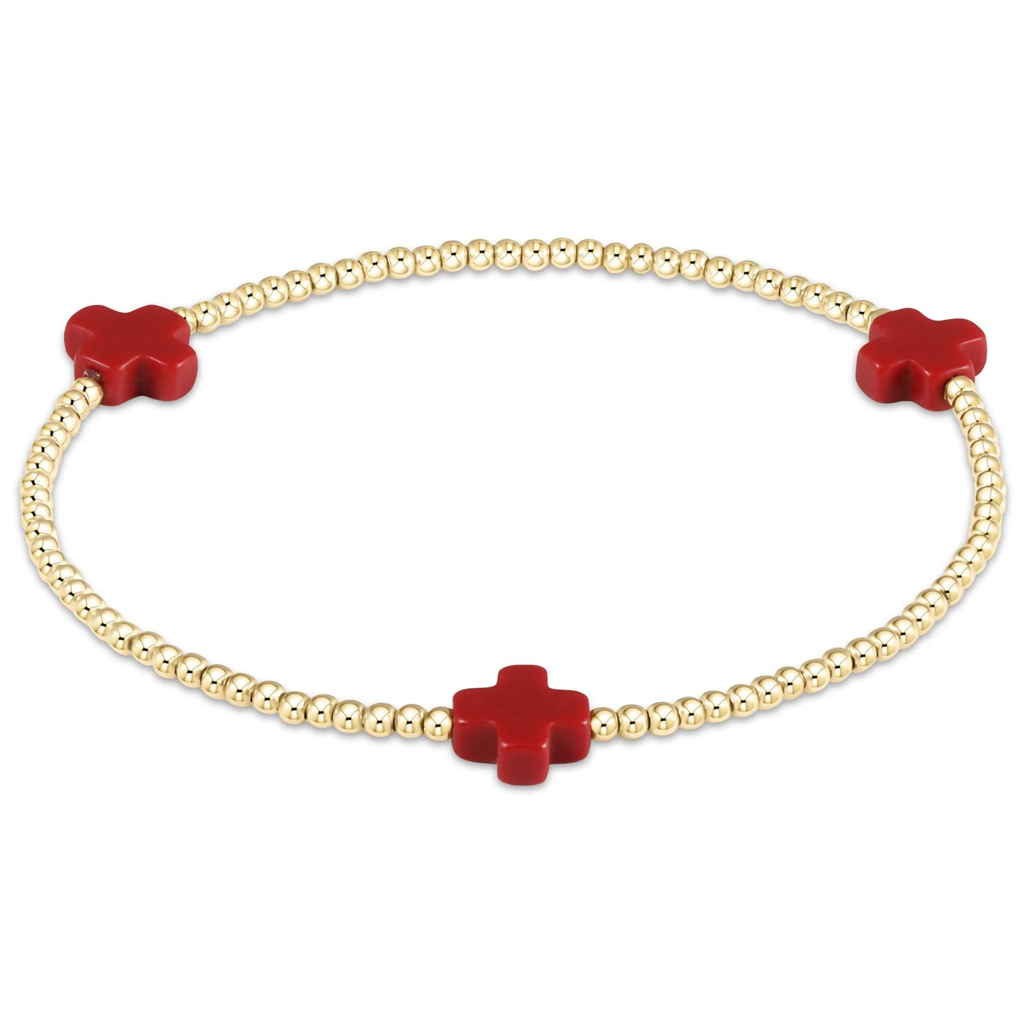 Signature Cross Gold Pattern 2mm Bracelet - Red