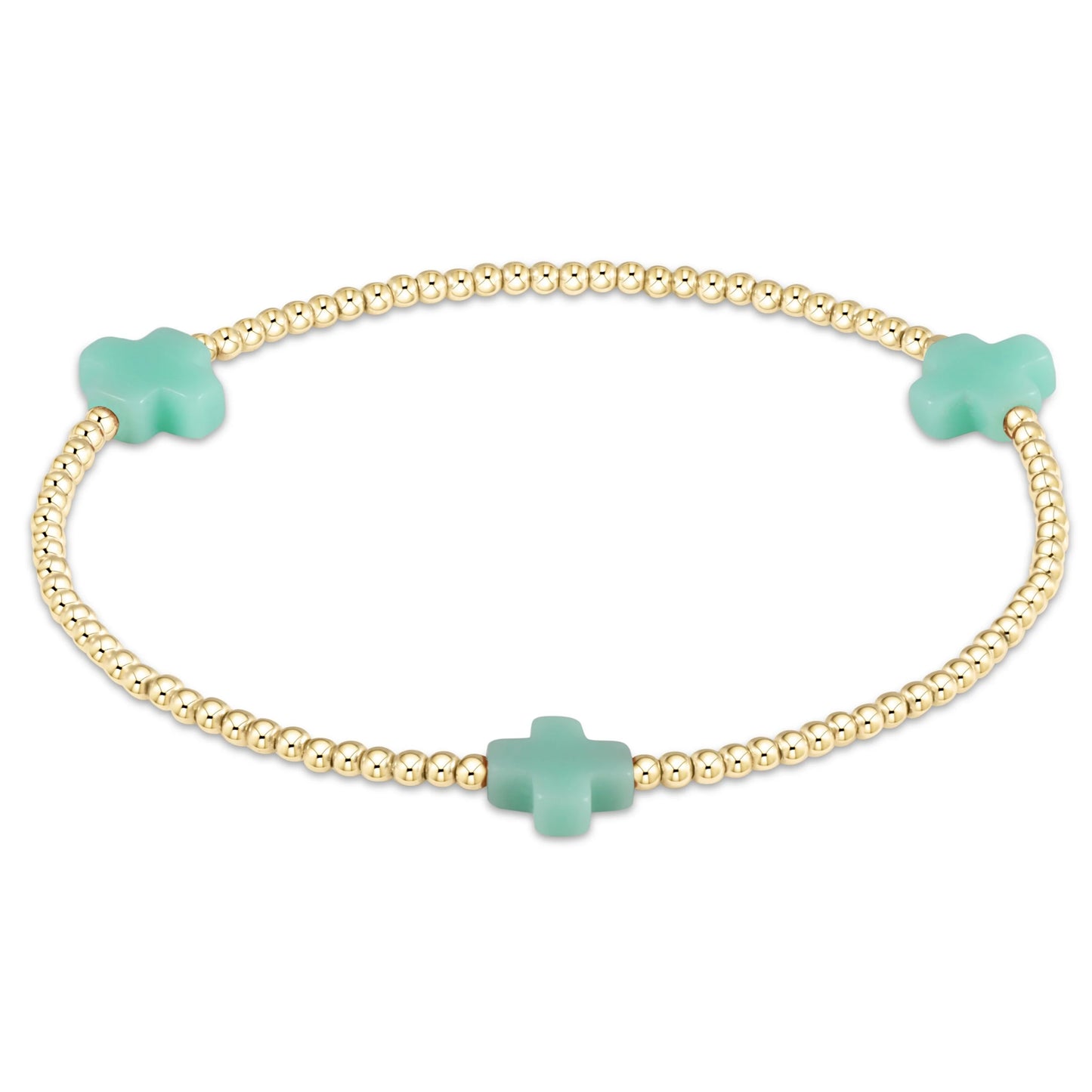 Signature Cross Small 2mm Bead Bracelet - Turquoise
