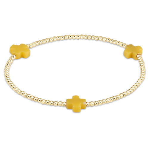 Signature Cross Bead Bracelet 2mm - Canary
