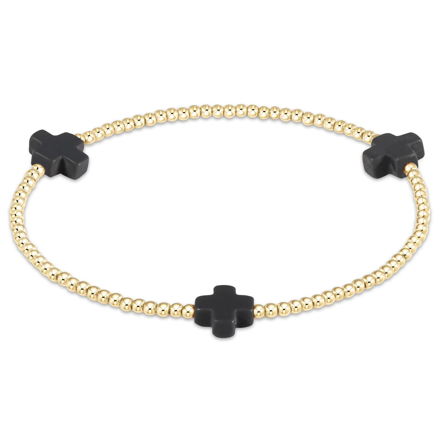 Signature Cross Gold Pattern 2mm Bracelet - Onyx