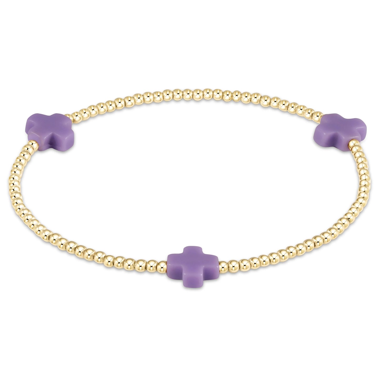 Signature Cross Bead Bracelet 3mm - Purple