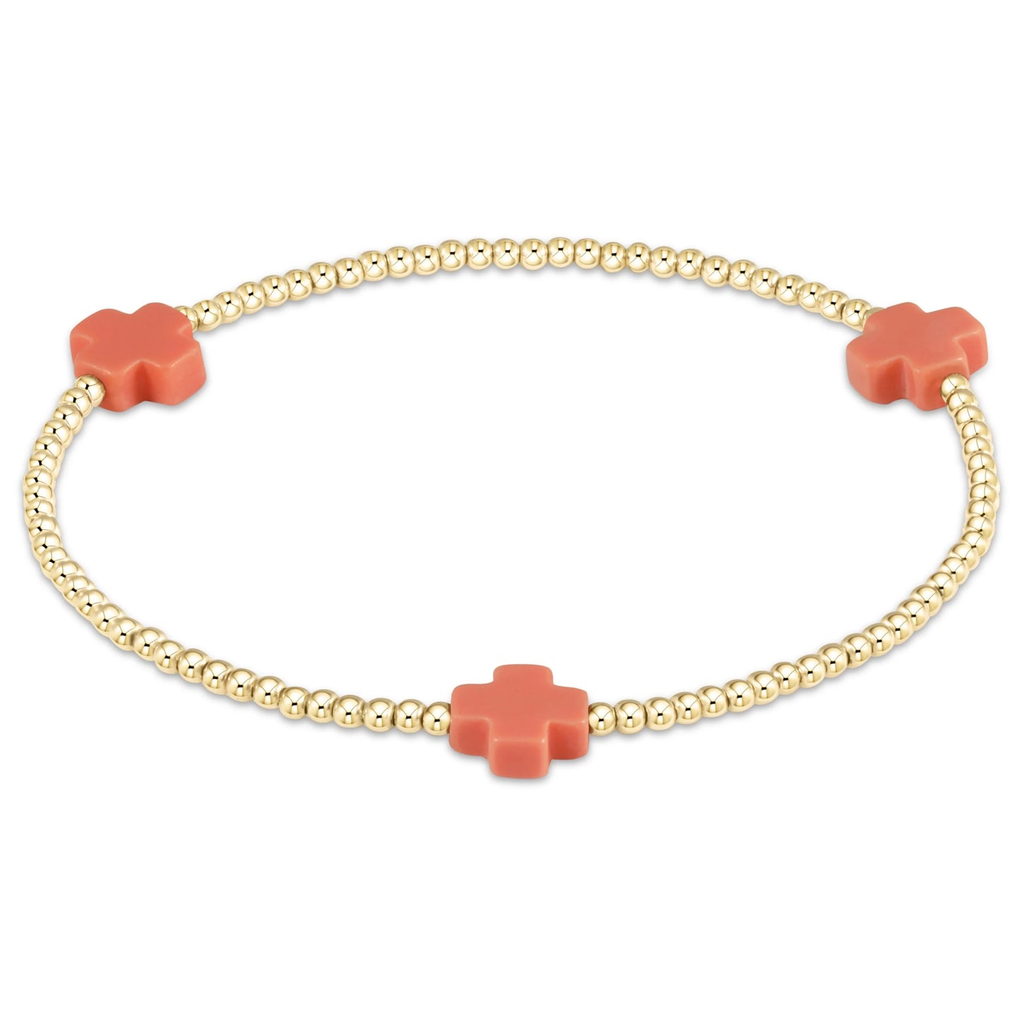 Signature Cross Bead Bracelet 3mm - Coral