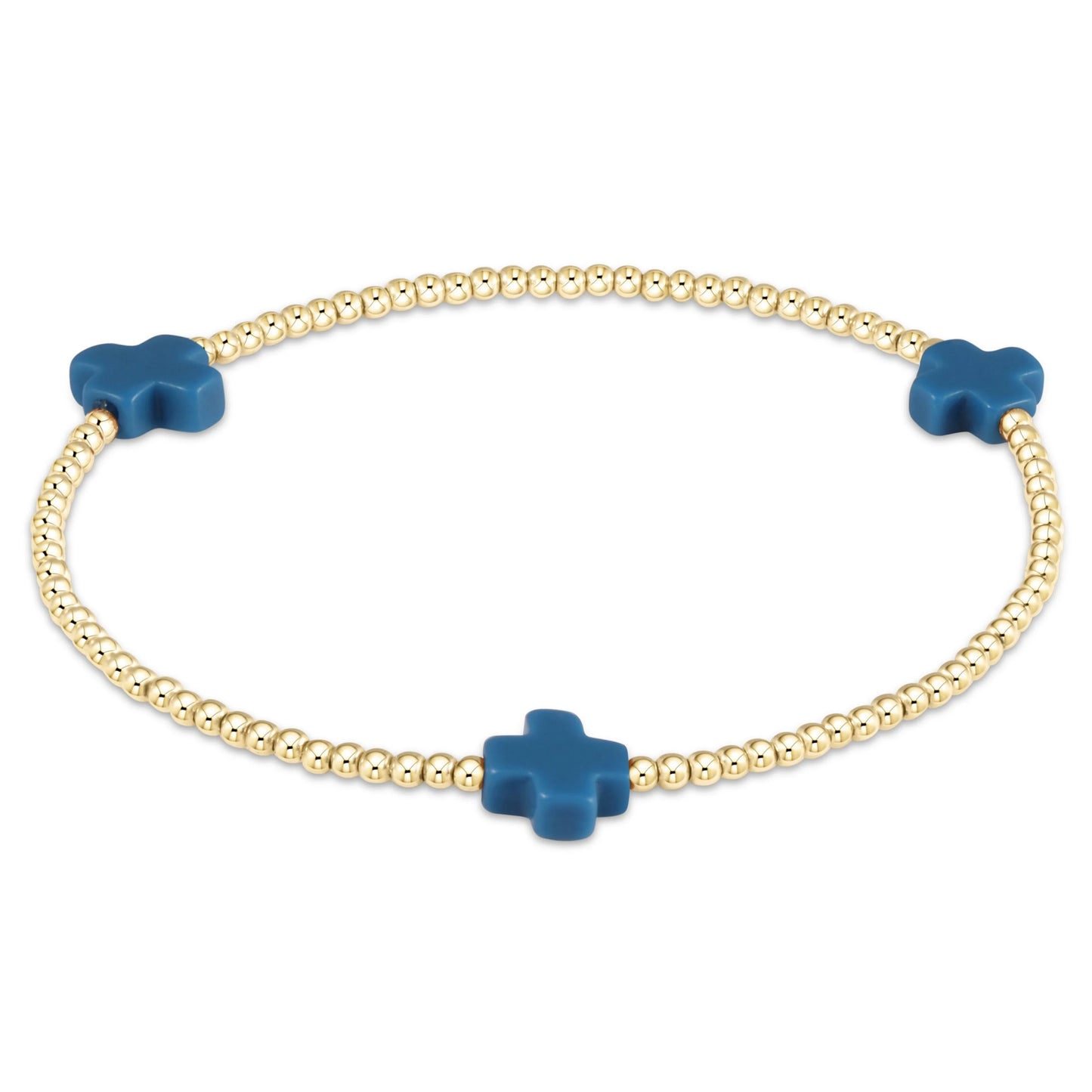 Signature Cross Gold Pattern 2mm Bracelet - Cobalt