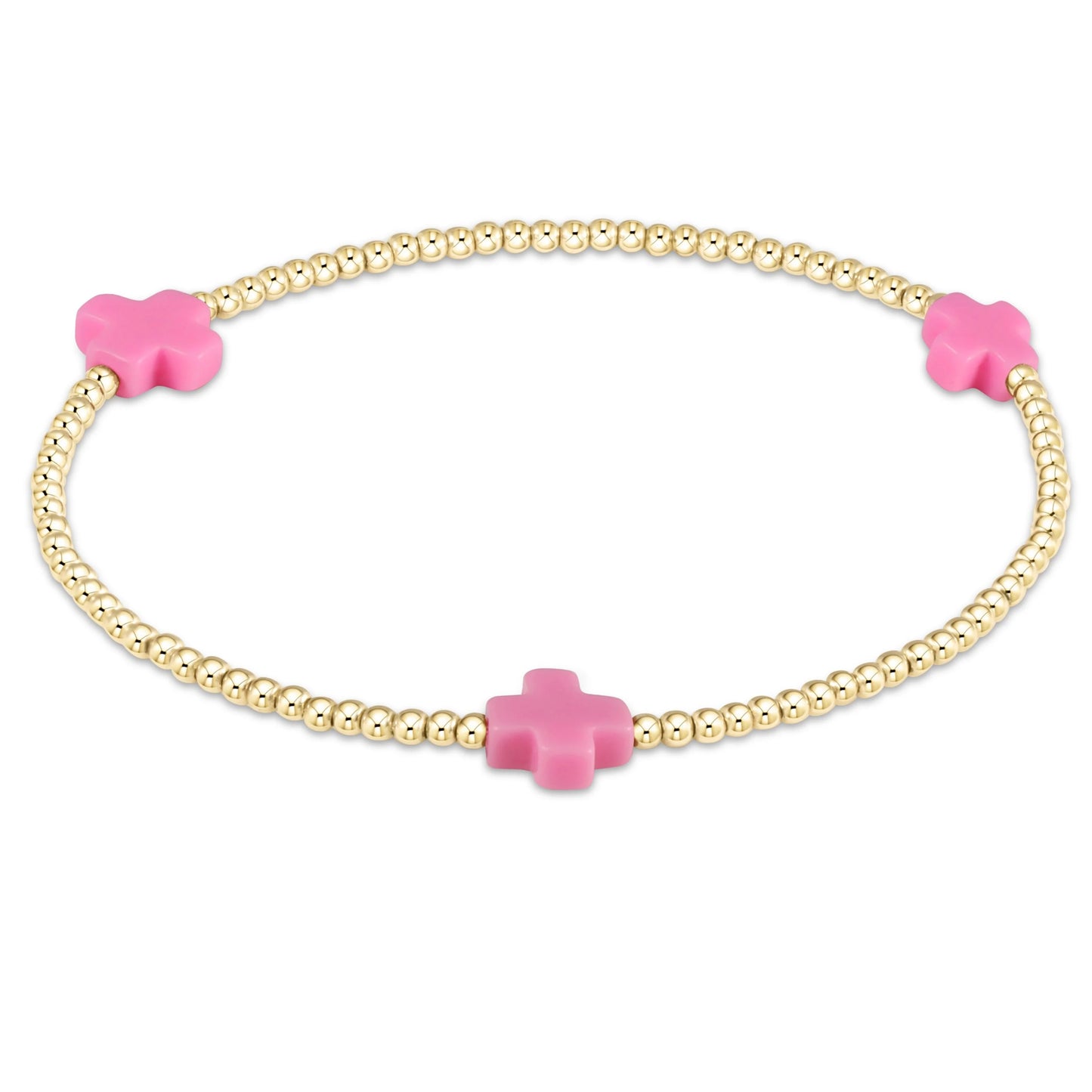 Signature Cross Gold Pattern 2mm Bracelet - Bright Pink