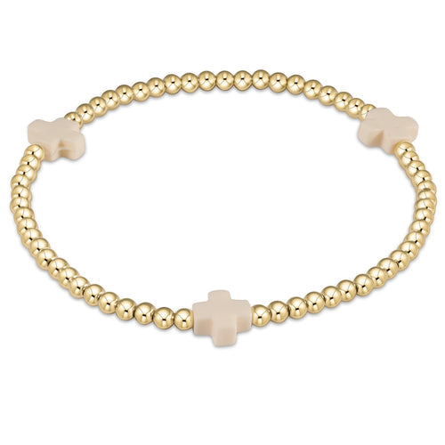 Signature Cross Bead Bracelet 3mm - Off White -  Extends
