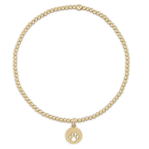Egirl Classic Gold 2mm Bead Bracelet - Paw Print Disc