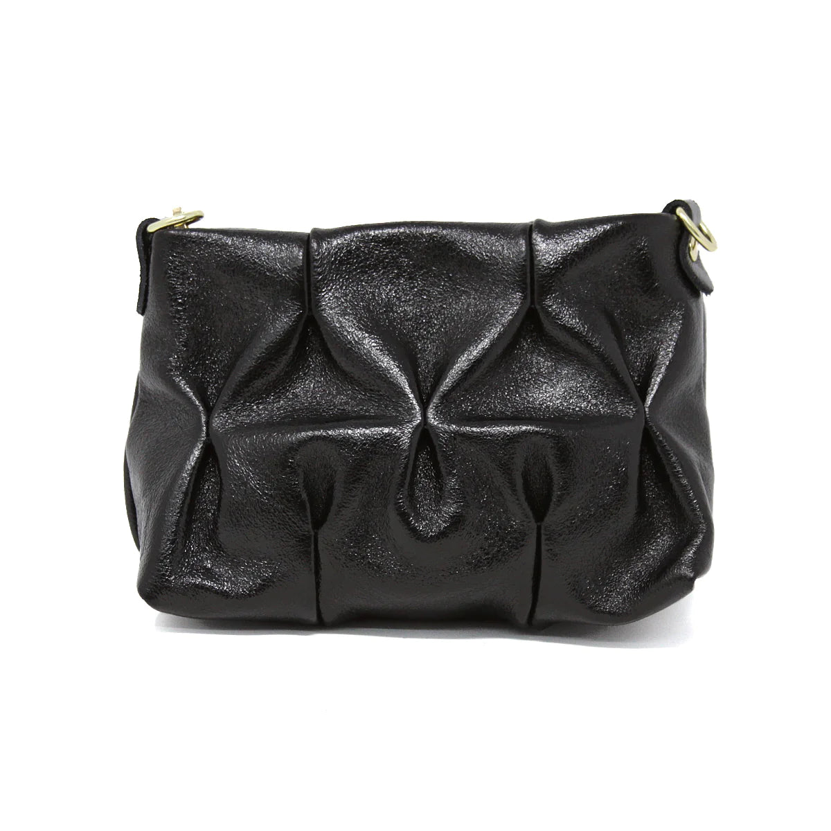 Leather Clutch in Black Metalic