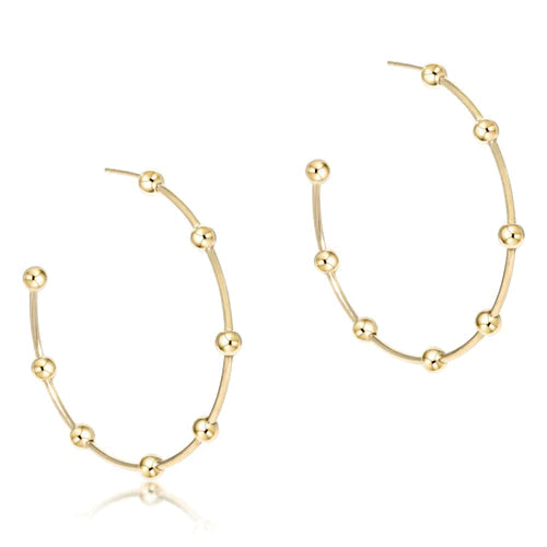 Beaded Simplicity Hoop Earrings 1.5"- 4mm Gold