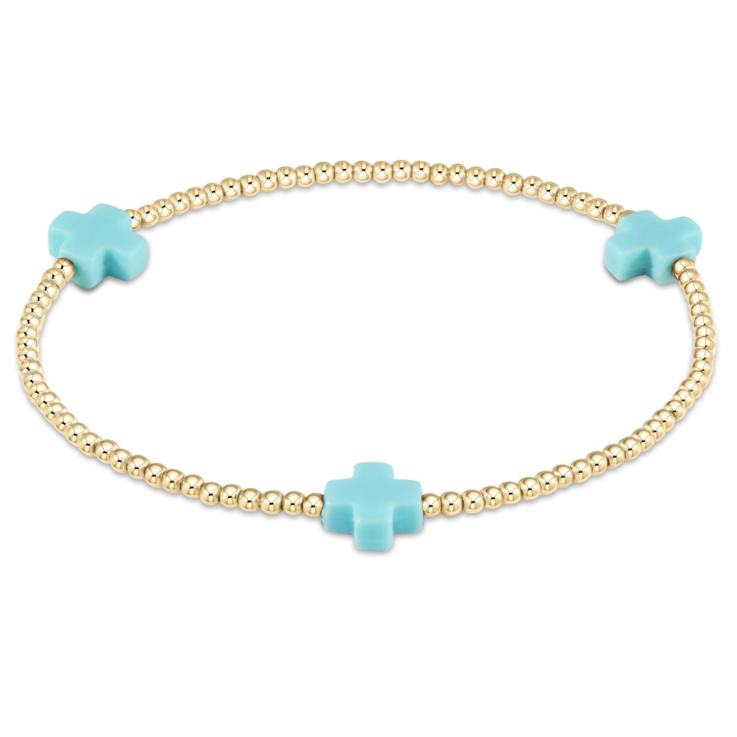 Signature Cross Bead Bracelet 2mm -Turquoise
