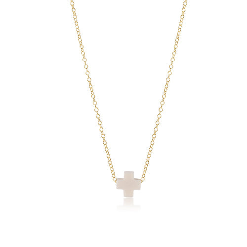 16" necklace gold - signature cross - Off White