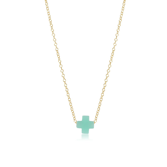 16" Necklace Gold - Signature Cross Small Mint