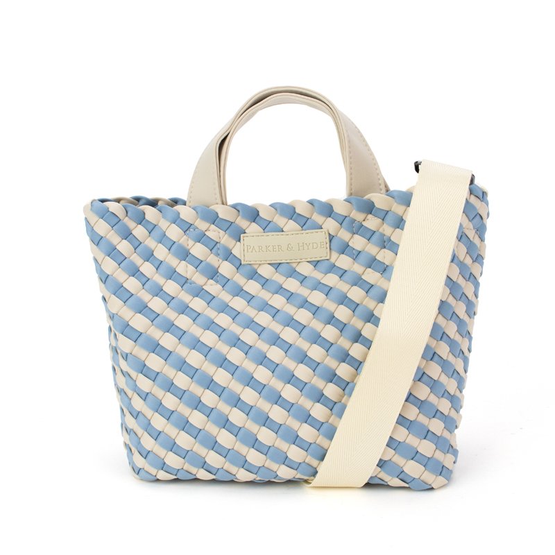 Woven Tote in Denim & Bone