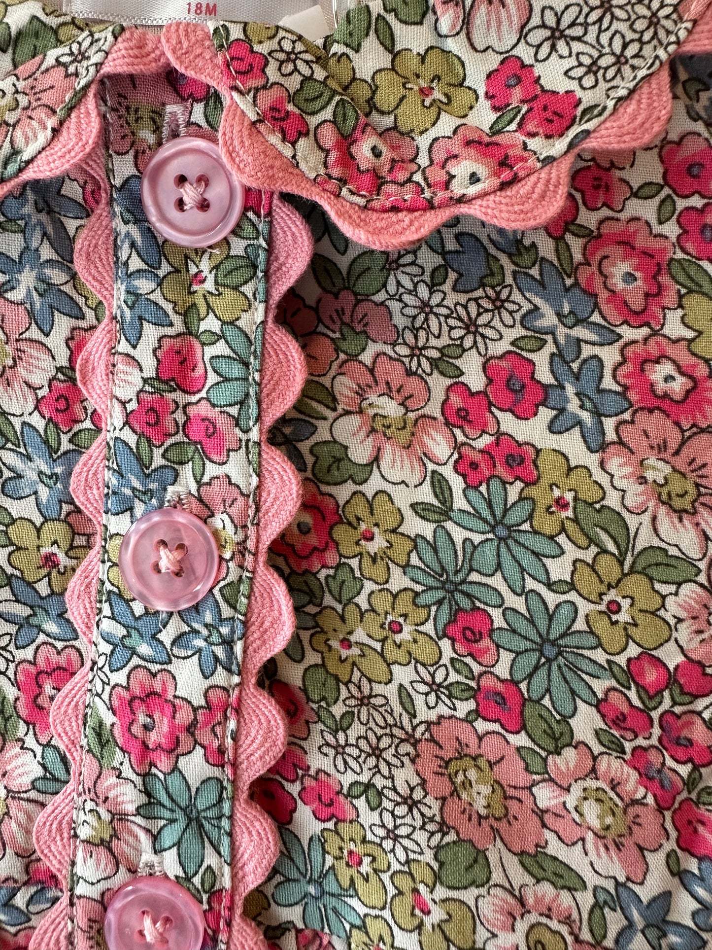 Maggie Pink Flower Button Front Dress