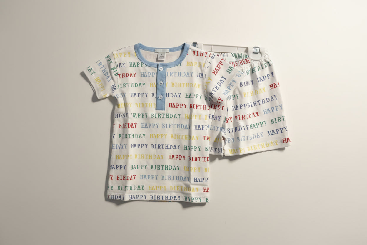 La Luna Boys Happy Birthday Short Set
