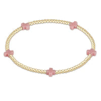 egirl Signature Cross Small Gold Pattern 2mm Bead Bracelet - Pink